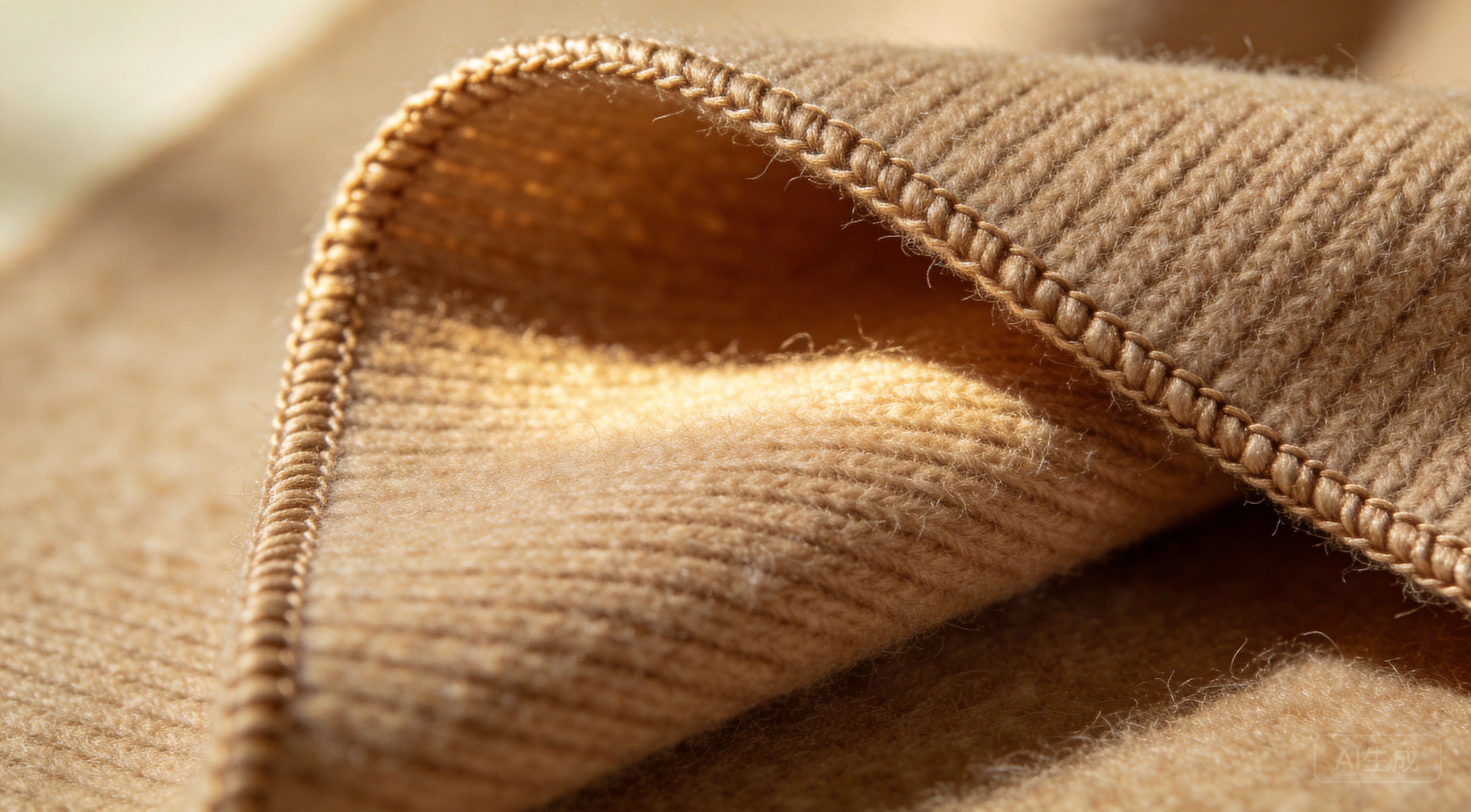 Premium camel wool fabric texture detail