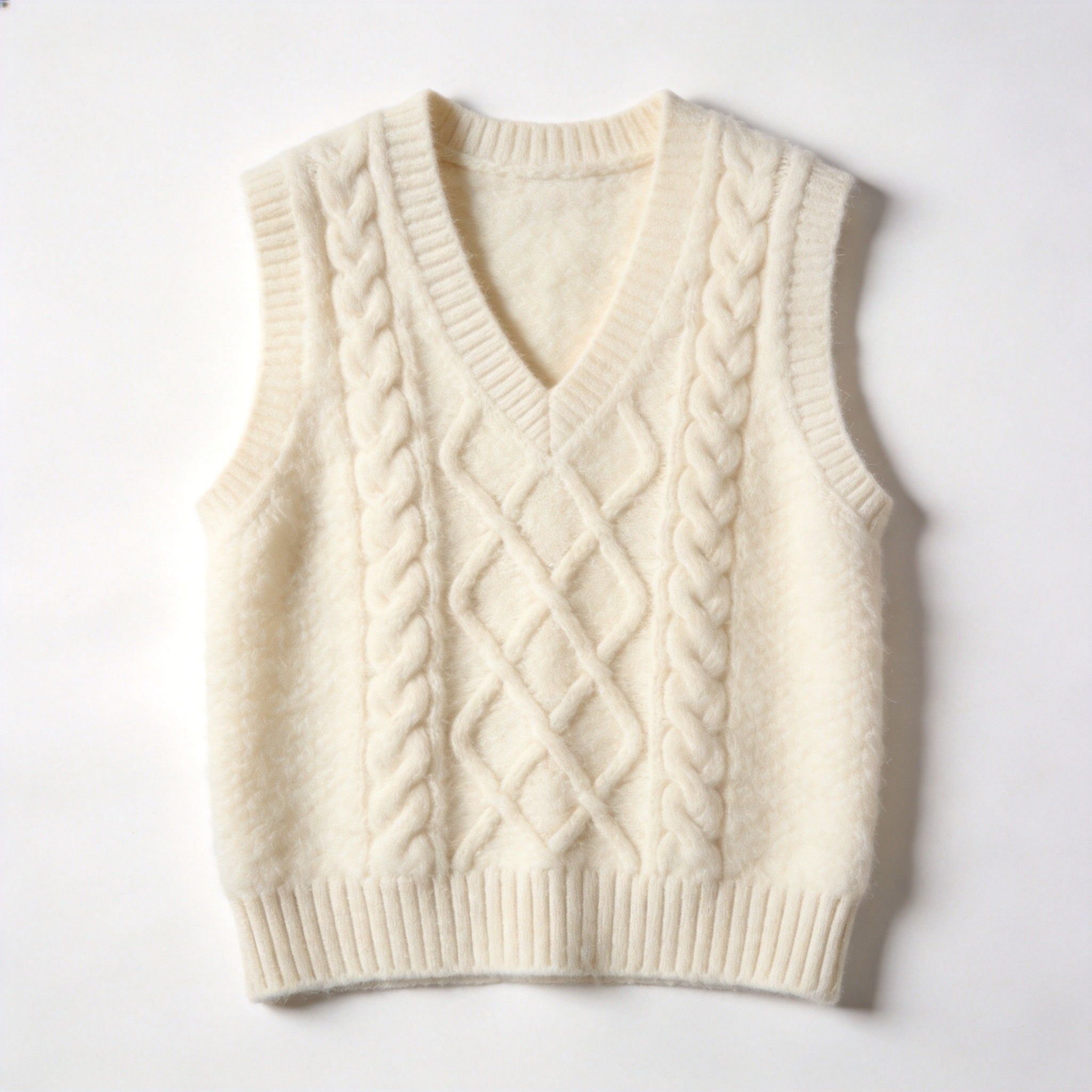 Women's Cream Cable Knit Vest